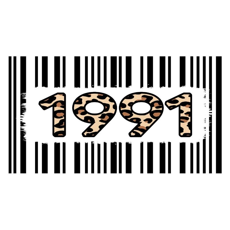 1991 birthday 31 years anniversary barcode leopard