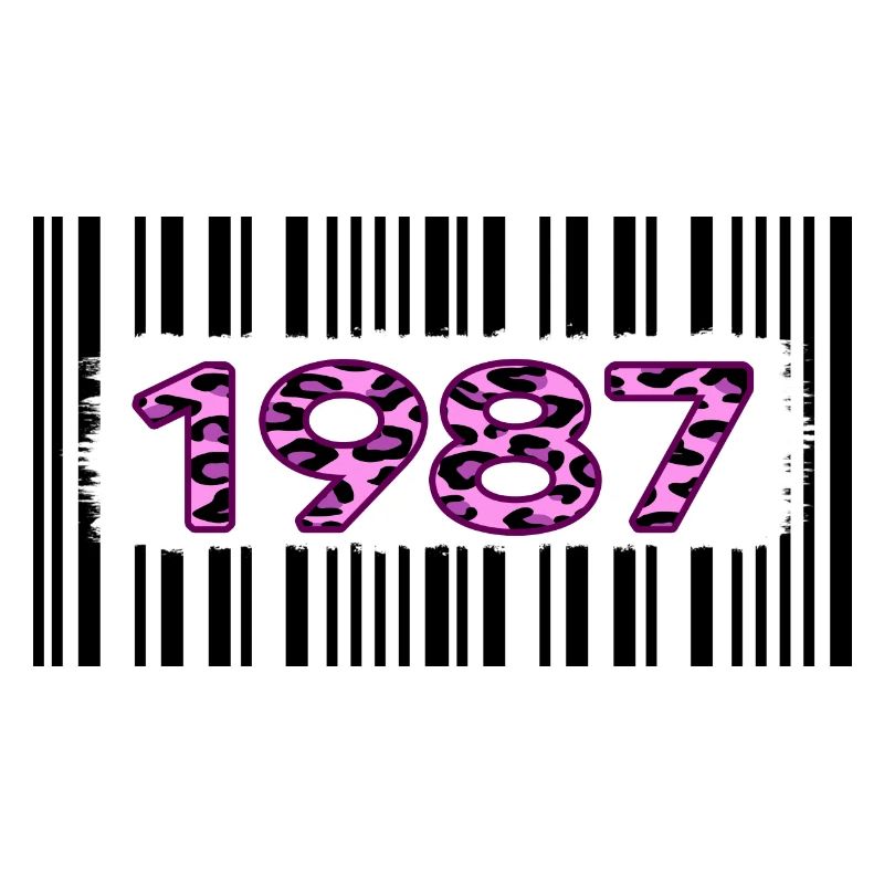 1987 birthday barcode pink leopard retro party