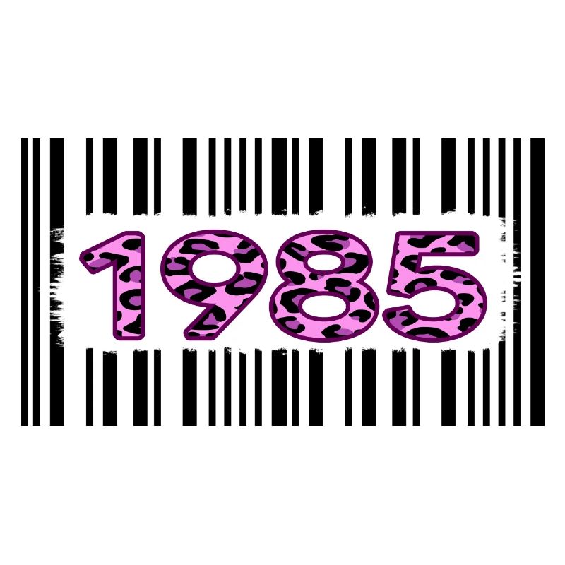 1985 birthday barcode pink leopard retro party