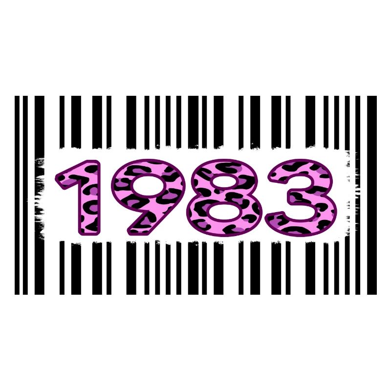 1983 Birthday Anniversary Barcode Pink Leopard