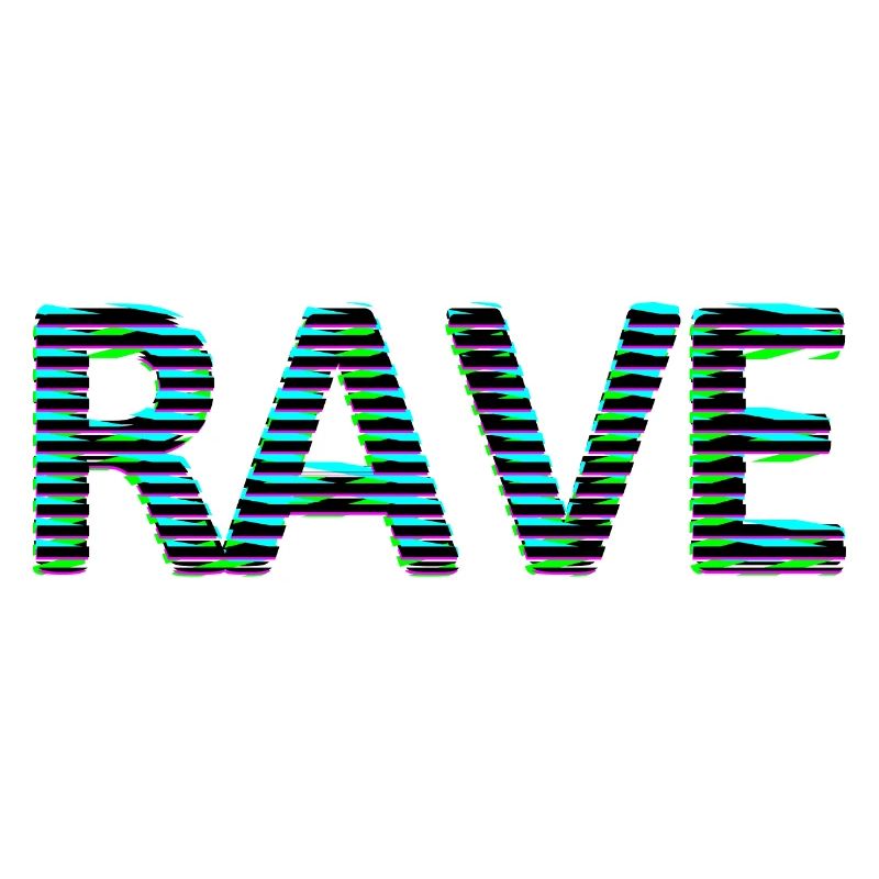 Rave Schrift Tripping Techno LSD MNML neon schwarz