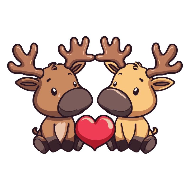Elch Comic Paar Liebe