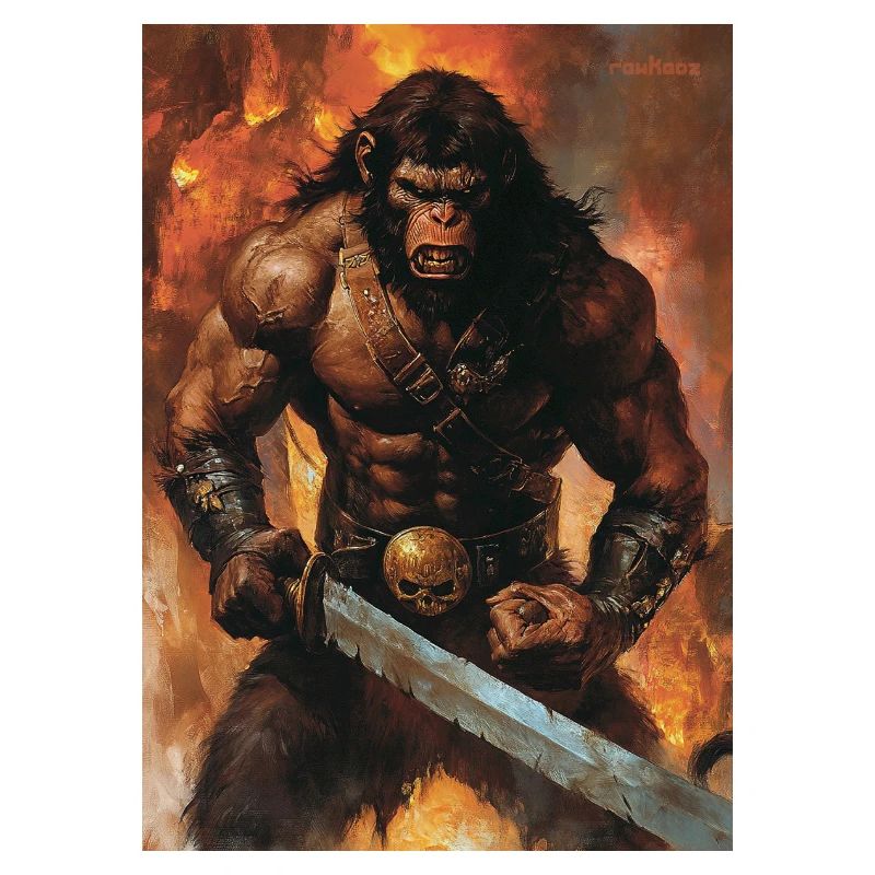 Singe Heavy Metal avec une épée