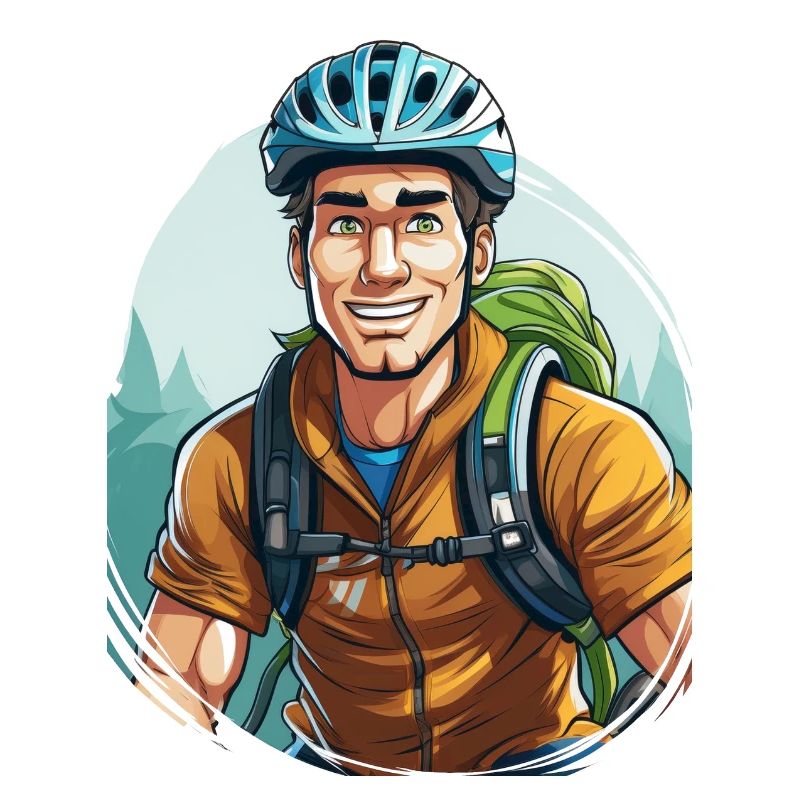 A cyclist with a backpack