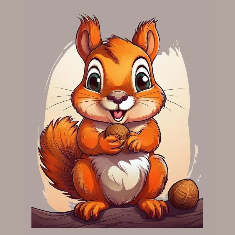Happy squirrel with a nut
