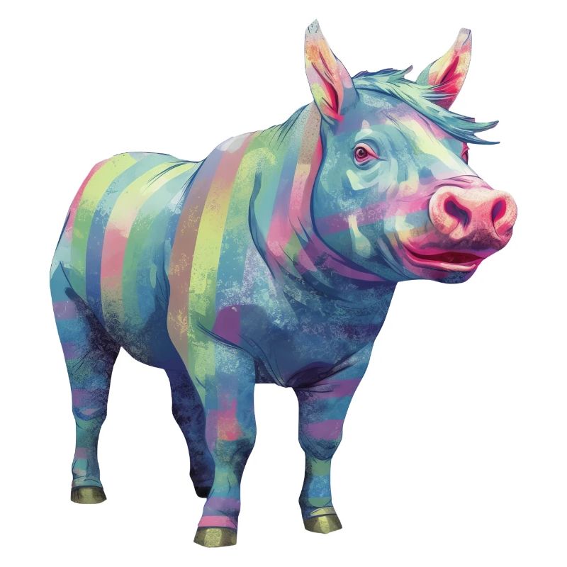 Cochon et Cheval - Rainbow Modern Art