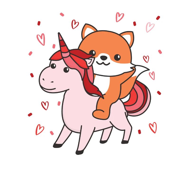 Fuchs mit Einhorn Herzen Lieblingstier Herz