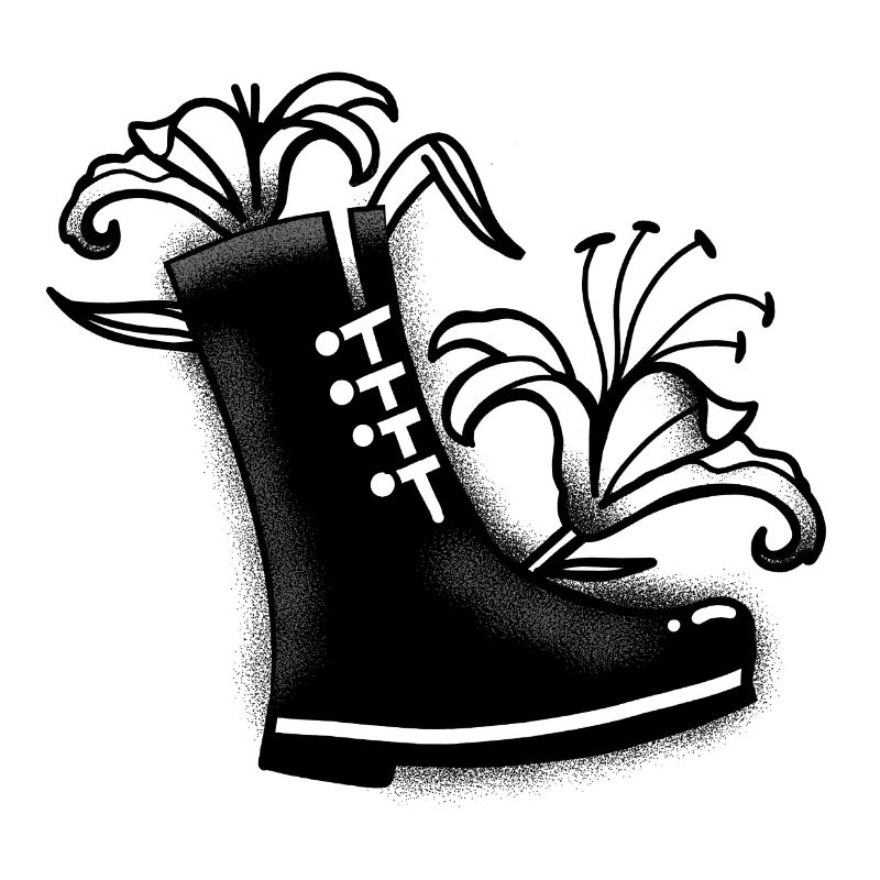 Botte noire avec fleurs de lys