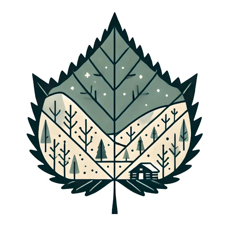 Blatt mit winterlicher Landschaft