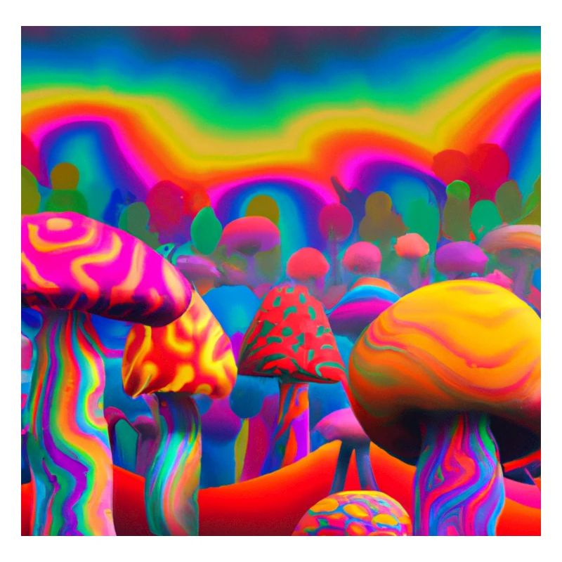 Rainbow mushroom forest