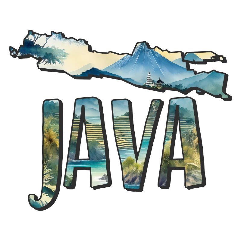 Aquarell Landkarte Java