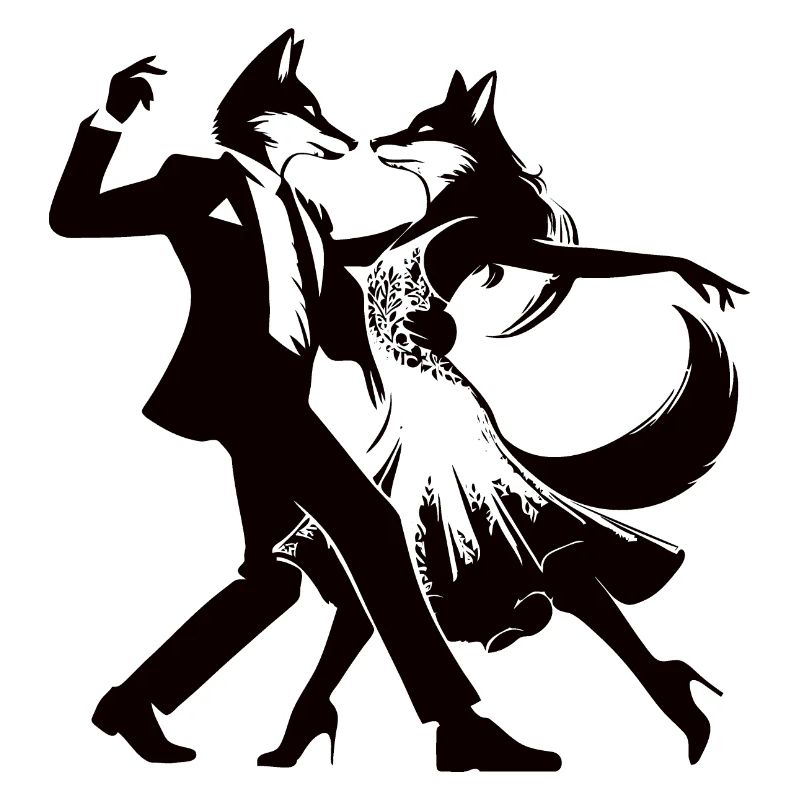 Conception élégante de couple de danse de tango avec des renards
