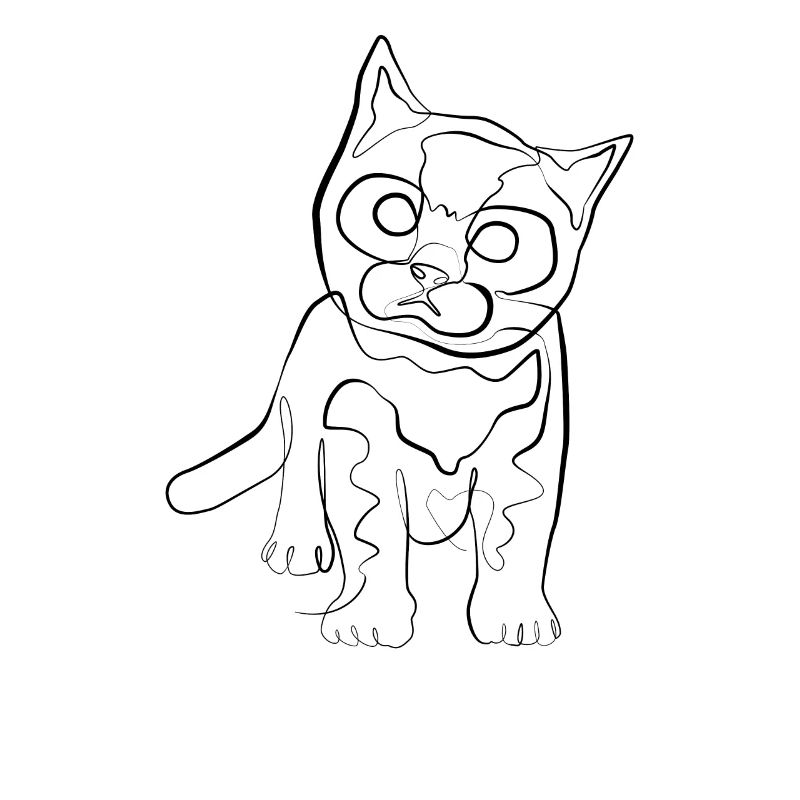 Bébé chaton - one line drawing