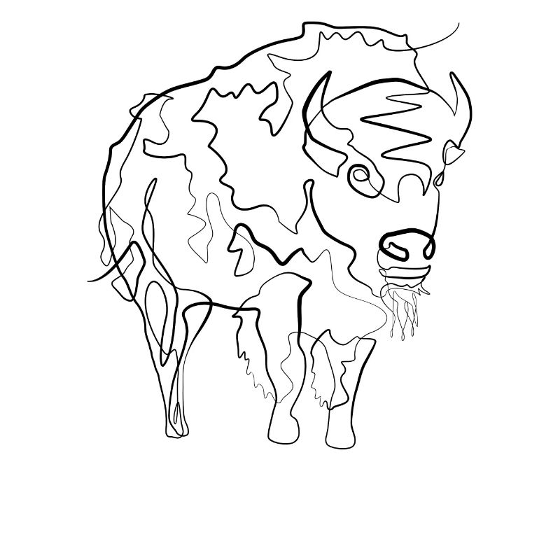 Büffel Bison - one line drawing