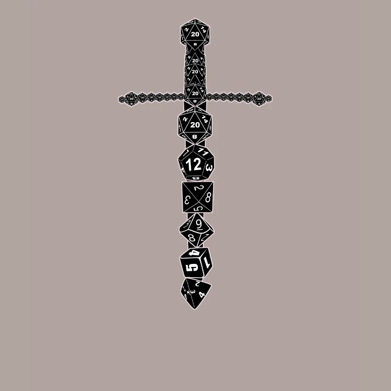 RPG D20 Cube Dice Dice Magic Sword Black