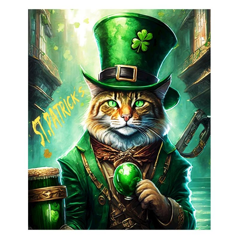 FÊTE DE LA SAINT-PATRICK CHAT BIÈRE TRÈFLE TRÈFLE