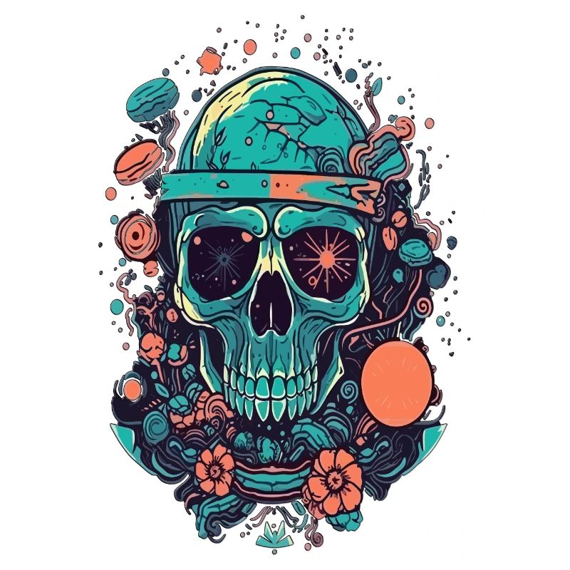 vector psychedelic skull illustration magic Design
