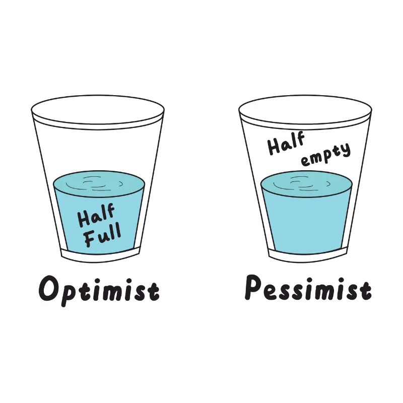 Glas halb voll oder halb leer Optimist Pessimist