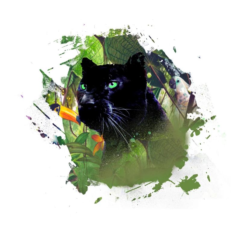 panthère, guépard, léopard, noir, vert, jungle