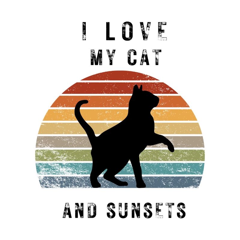 J’adore mon chat et mes couchers de soleil