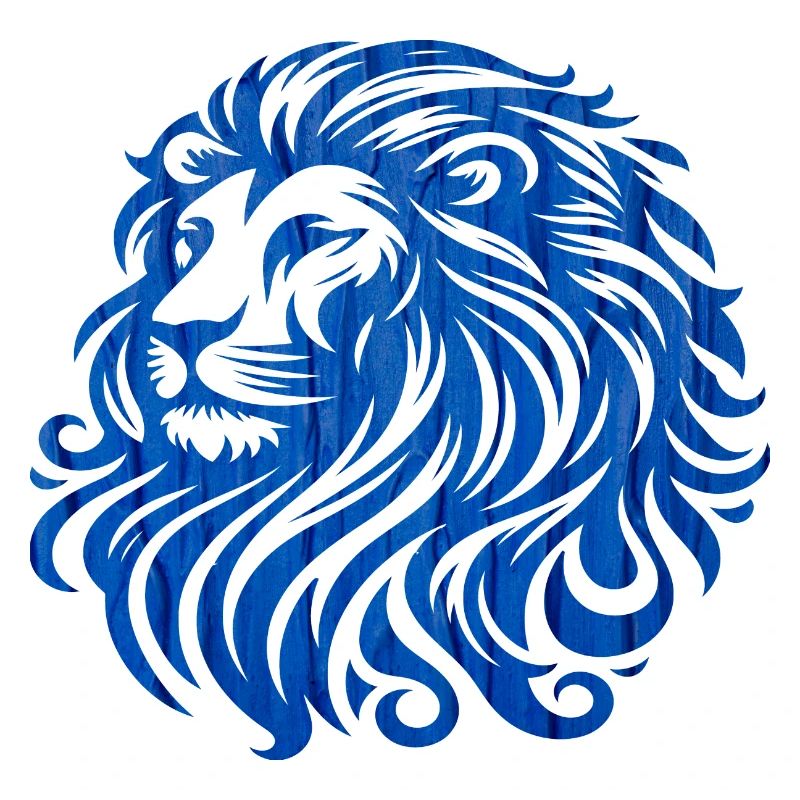 Blauer Löwe, durchbrochenes Gemälde. Der König der Tiere.