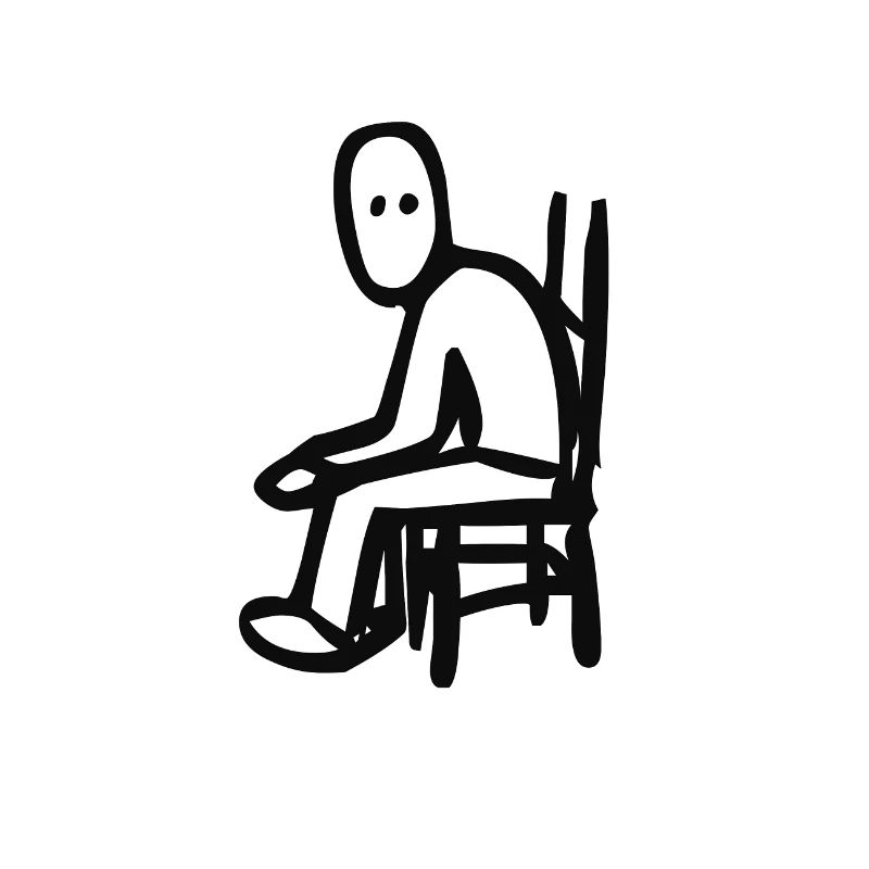 Sitzender Mann auf Stuhl (Zeichnung) #BLACK