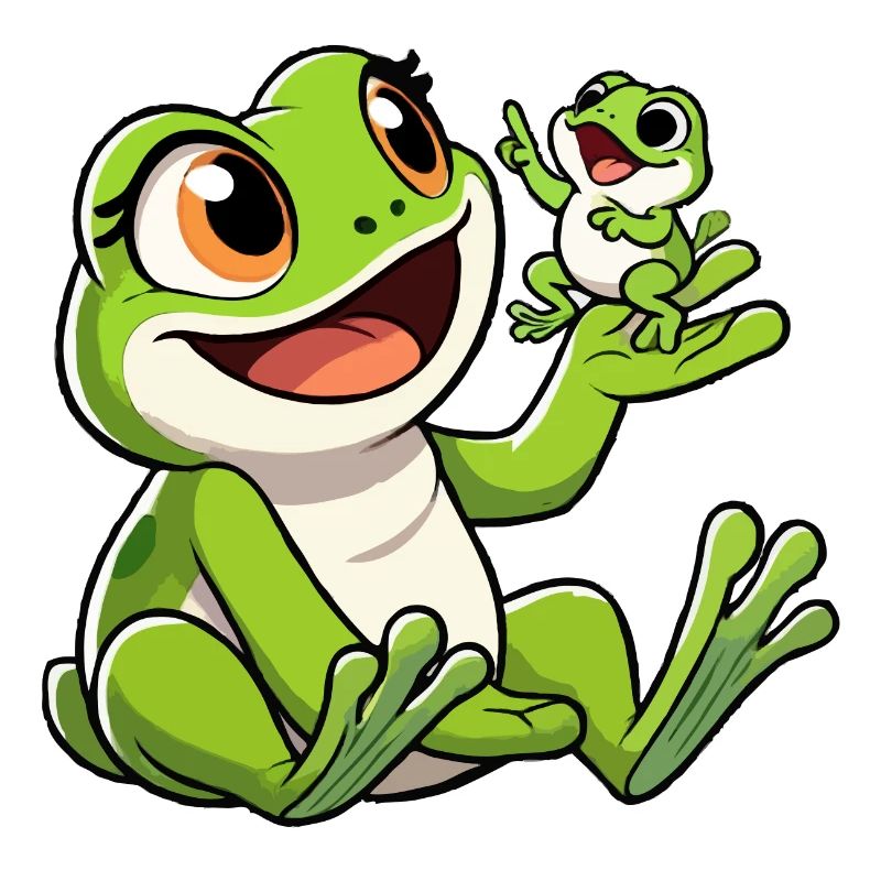 Froschmutter mit herumtollendem Kind