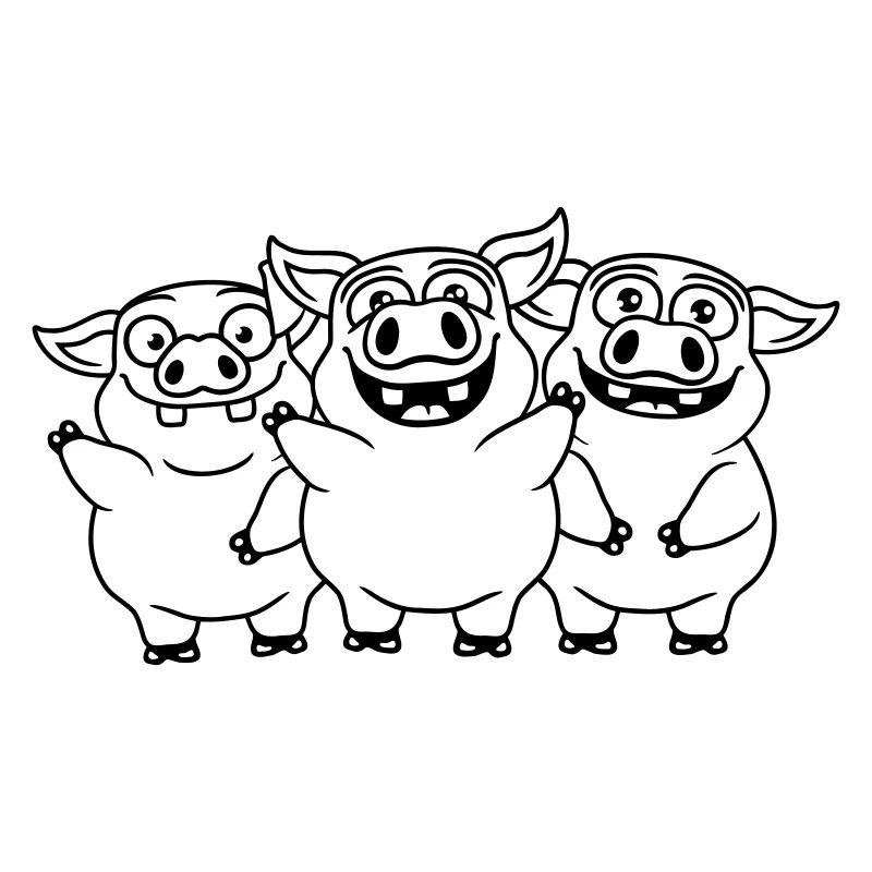 Équipe amicale de cochons drôles