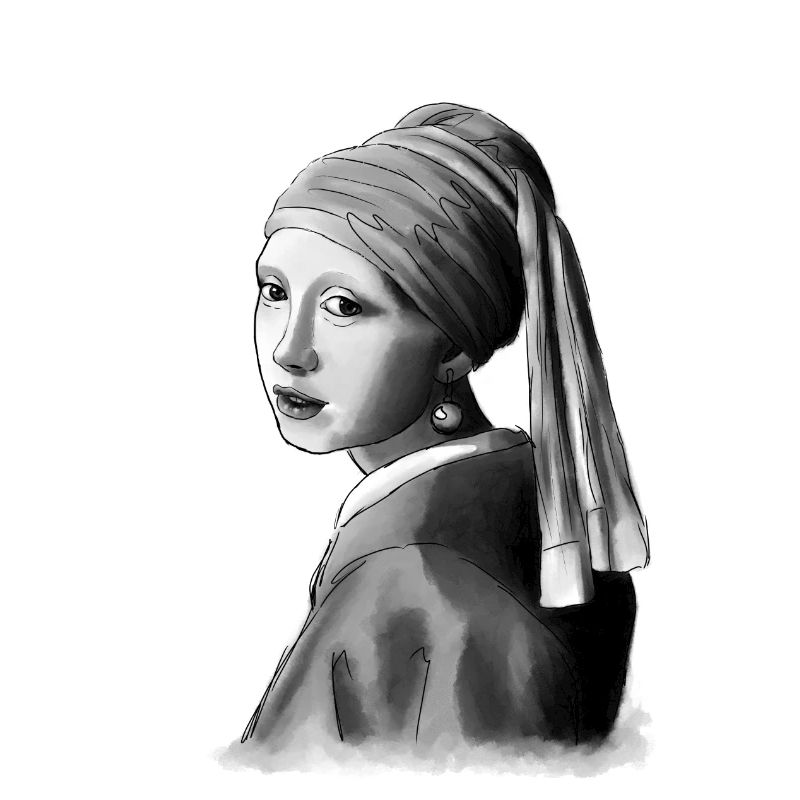 Fille avec une boucle d'oreille perle