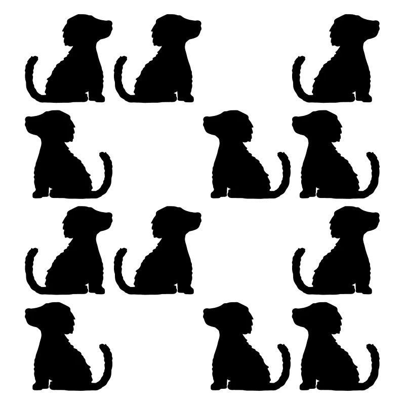 Beaucoup de chiens assis bien élevés