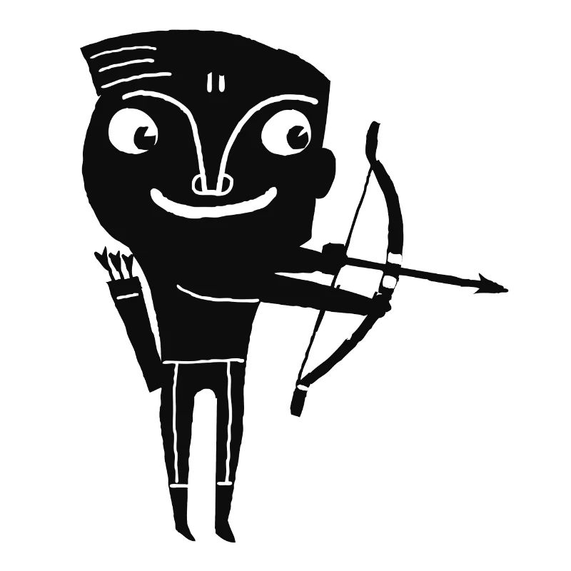 Schwarzweiß Doodle Bogenschütze