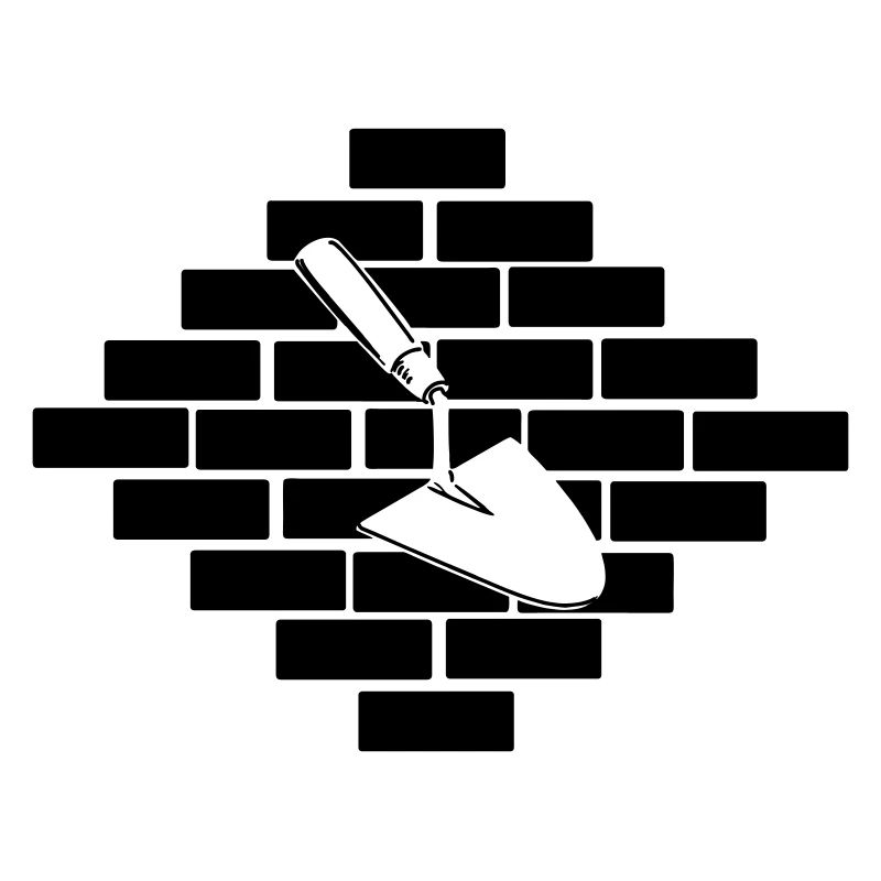 Mason masonry bricks with trowel logo