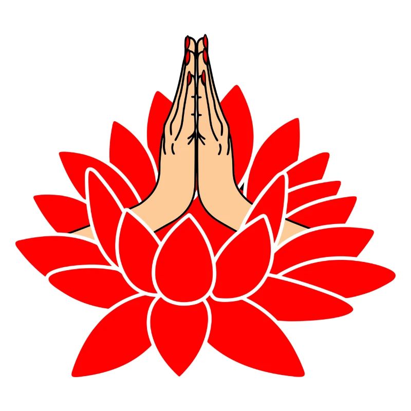 Rote Lotus-Namaste-Zeiger