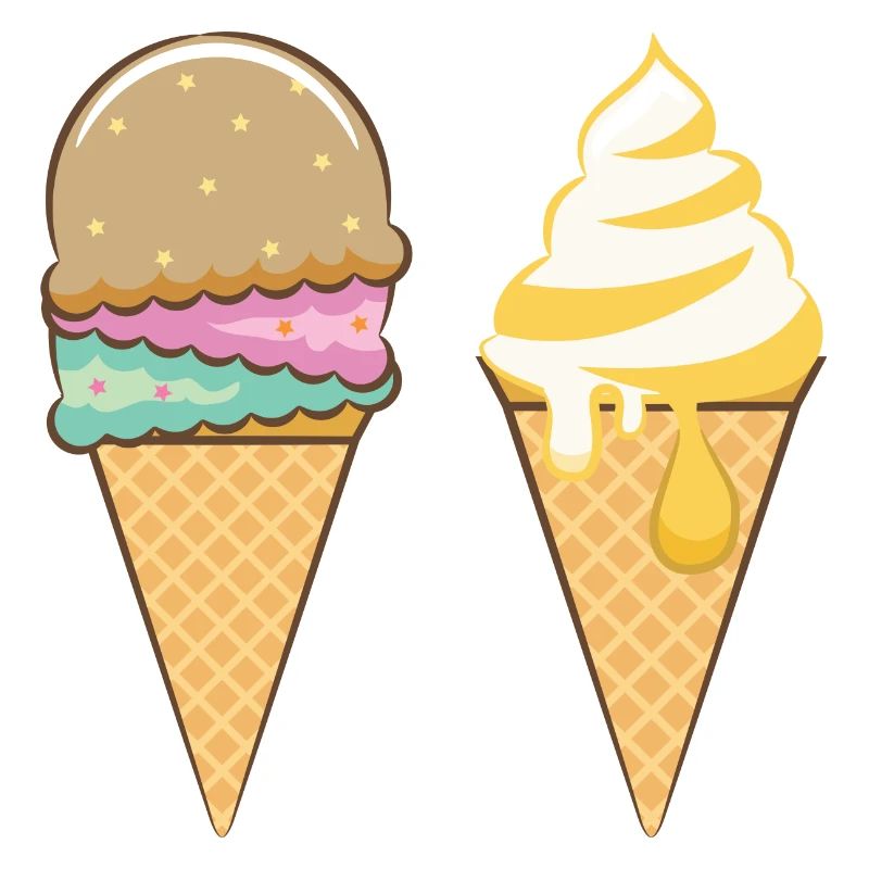 Rainbow Scoops & Gold Drizzle Cone Duo