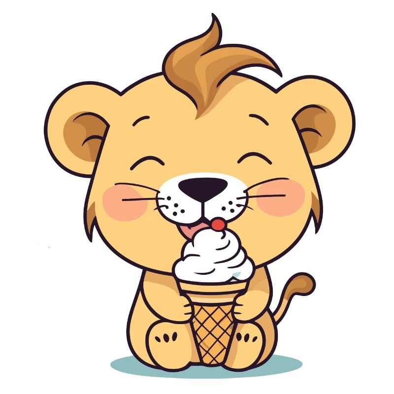 Löwe isst eis