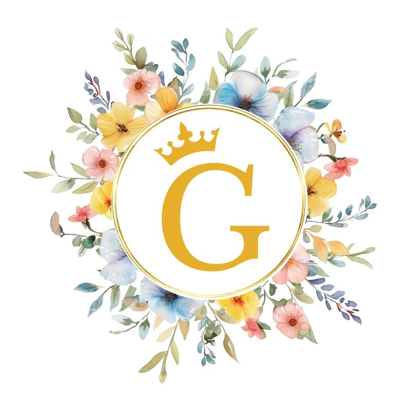G Monogram, Flower Circle, Personalizable
