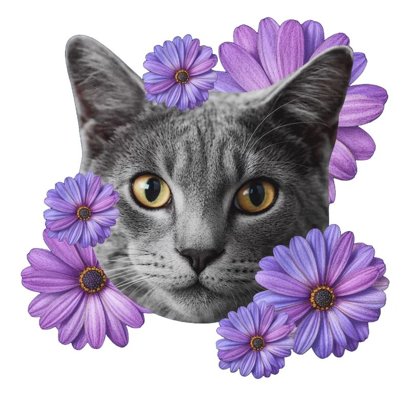 katze mit blumen