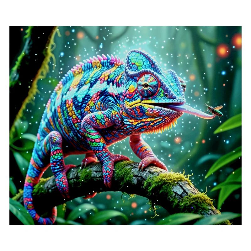 Neon Chamäleon Dschungelzauber