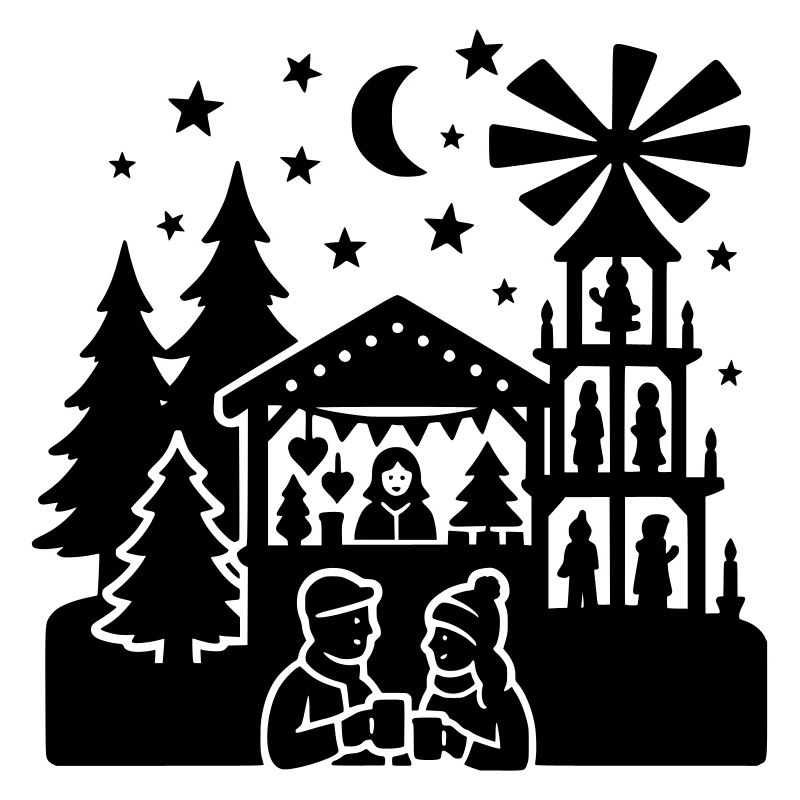 Silhouette du marché de Noël