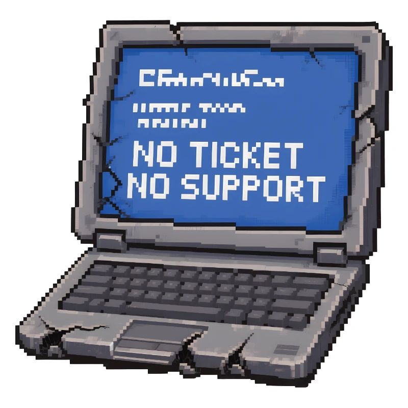 Pas de ticket, pas de support Admin IT Spruch