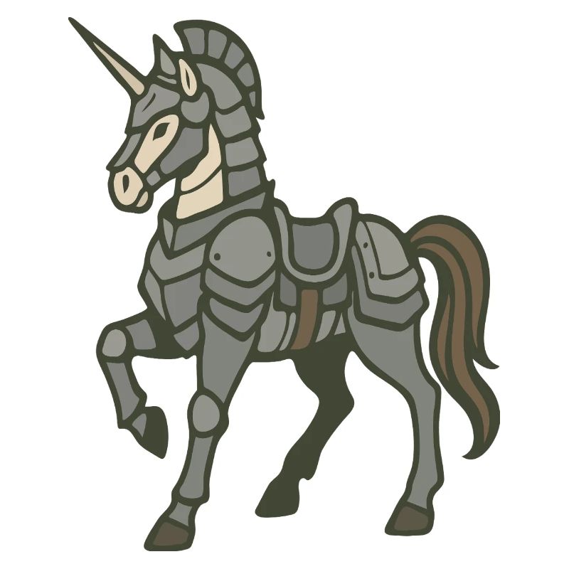 Fantasy-Design schwer gepanzerter Einhornritter