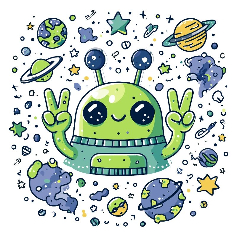 Galaktischer Alien Peacezeichen