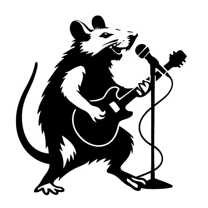 Ratterrockstar mit Gitarre