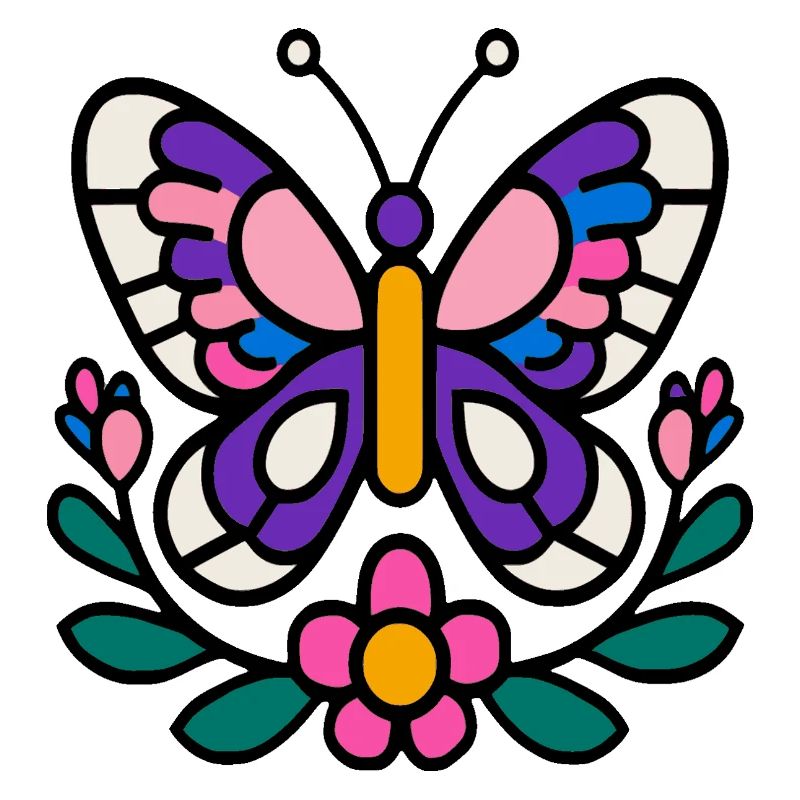 Papillon avec des fleurs