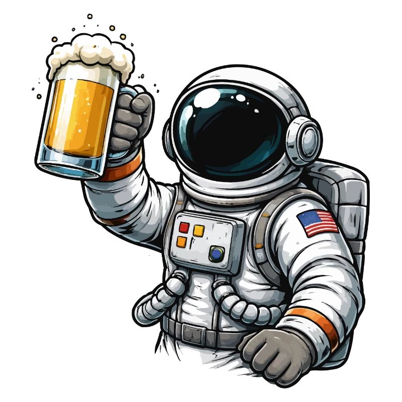 Astronaut mit Bierglas