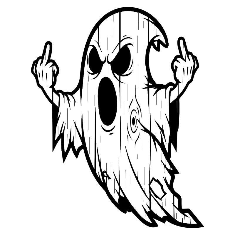 Geist mit Mittelfinger-Geste
