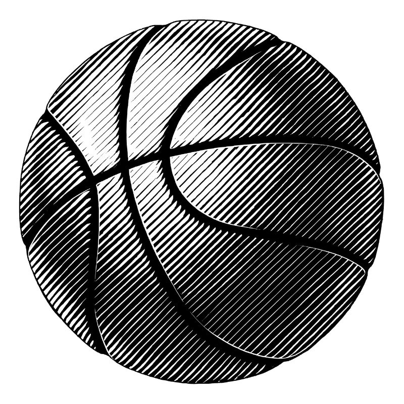Schwarz-Weiß-Basketball-Sketch