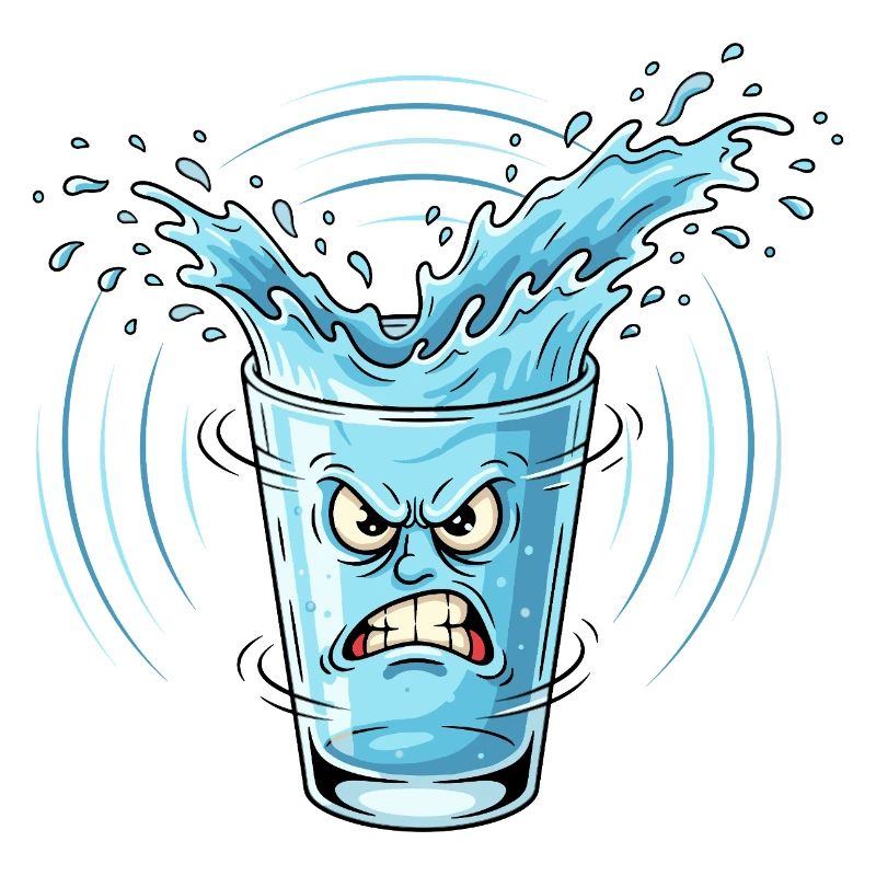 Wütendes Wasserglas Splash