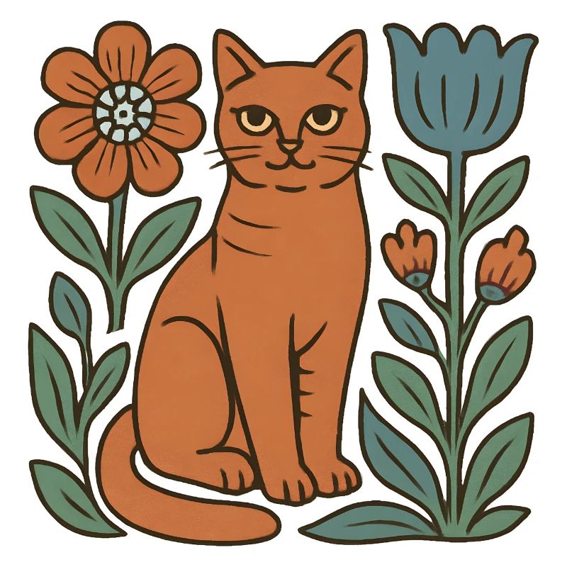 Katzen-Folk mit Blumenrahmen