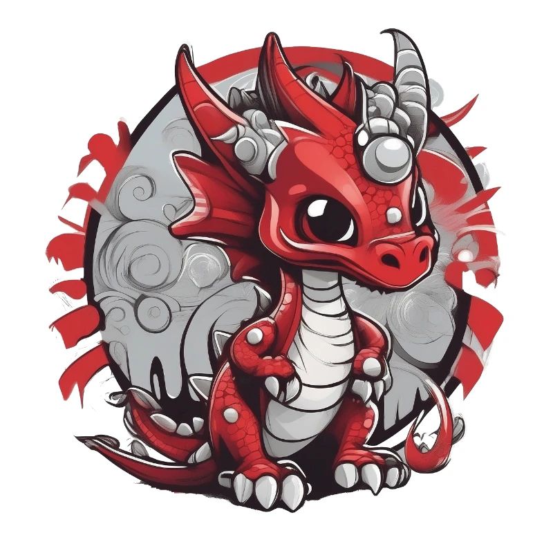 Roter Drachen Karikatur-Print